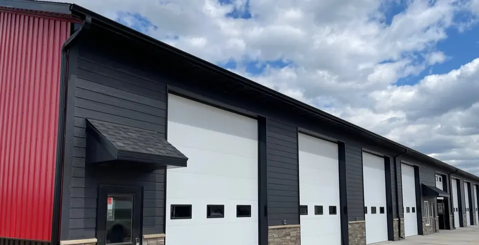 Gutter run on a red commercial building