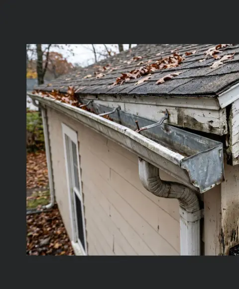 Old gutters pulling away from the fascia before repair